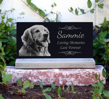 Load image into Gallery viewer, Pet Grave Marker Engraved Pet Memorial Granite Stone with Custom Photo, Heavy Base Stand Indoor Outdoor