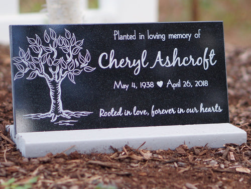 Human Memorial Plaque Granite Customized for Tree Planting Ceremony Granite with Outdoor Base Stand