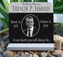 Load image into Gallery viewer, Female Human Headstone with Picture and Corner Flourishes