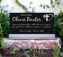 Load image into Gallery viewer, Custom Headstone for Tree Planting Ceremony Plaque Temporary Granite Garden Plaque Heavyl Base Stand