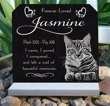 Load image into Gallery viewer, Pet Grave Marker Engraved Pet Memorial Granite Stone with Custom Photo, Heavy Base Stand Indoor Outdoor