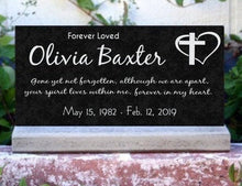 Load image into Gallery viewer, Custom Human Headstone Engraved Granite Human Memorial Stone with Cross Indoor Outdoor Base Stand Indoor/Outdoor