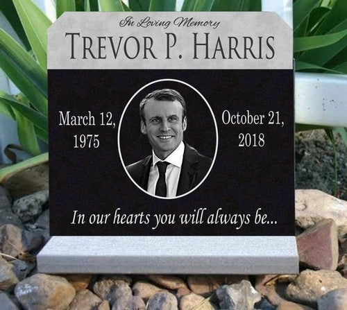 Human Memorial Plaque Granite Tombstone with Photo Custom Grave Marker Custom Headstone Indoor /Outdoor Engraved Plaque Base Stand